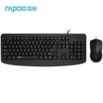 雷柏（Rapoo） NX1720 键鼠套装 有线键鼠套装 办公键鼠套装 防泼溅 一体式手托 电脑键盘 黑色